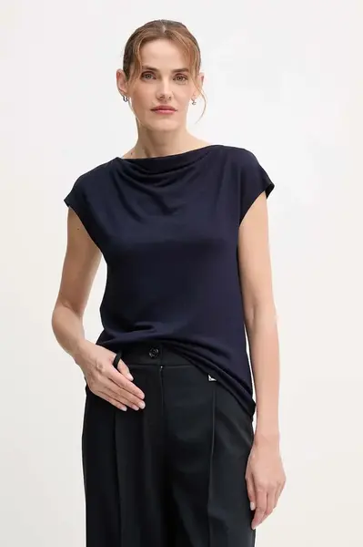 Halenka United Colors of Benetton dámská, tmavomodrá barva, hladká, 31NLD10AS