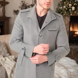 PLT8391 DEWBERRY MEN'S COAT-STRAIGHT GREY