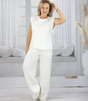 Pri Women's tracksuit t-shirt with cushioned wide pants in butter fabric MAVA