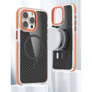Zadní kryt FIBER Case comapitble with MagSafe pro Apple iPhone 16, oranžová