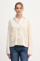Vlněný kardigan Tommy Hilfiger béžová barva, WW0WW43089