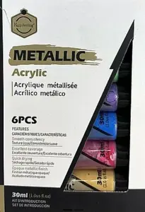Sada akrylových barev – Metalické, 6 ks