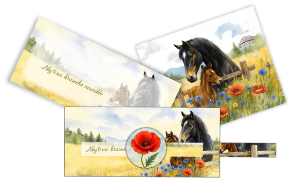 Set obálka vysouvací + čistící utěrka na brýle