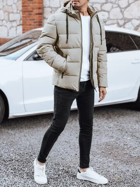 Pánska zimná pikovaná bunda s kapucňou