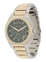 ARMANI EXCHANGE Analógové hodinky 'RAFAEL'  zlatá / tmavozelená / strieborná