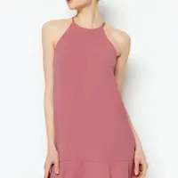 Trendyol Růžový rovný střih Mini Tkaná Sukně Volán Tkané šaty