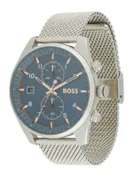 BOSS Analógové hodinky 'SKYTRAVELLER'  zlatá / petrolejová / strieborná
