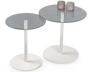 Sada 2 stolků Lia, bílá/sklo