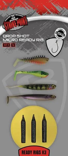 Fox rage montáž drop shot micro ready rig 3 ks - velikost 8