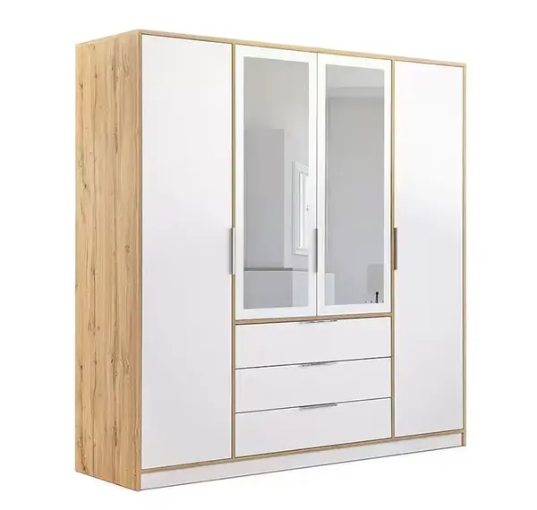 Šatní skříň Lati D4 Barva korpusu: Dub wotan, Rozměry: 196 cm, Dveře: Bílá