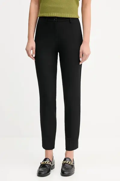 Kalhoty United Colors of Benetton dámské, černá barva, high waist, 4L4H557R4