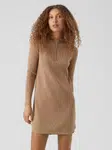 Hnědé žebrované mikinové šaty s kapucí VERO MODA Hermosa
