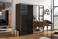 Šatní skříň Ska A11 XL Barva korpusu: Čokoláda, Rozměry: 175 cm, Dveře: Černý lesk