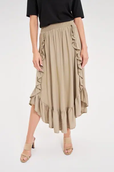 Marisse Olive Ruffle Skirt
