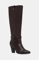 Kožené kozačky Tommy Hilfiger TH T-STRAP LTHR POINTY LONG BOOT