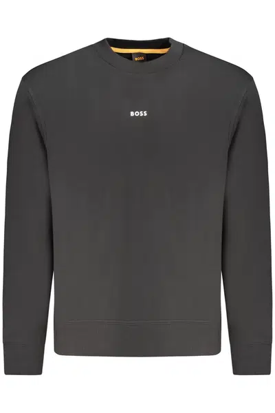 HUGO BOSS MEN'S BLACK ZIP-UP SWEATSHIRT