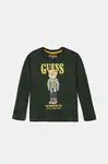 Dětské bavlněné tričko s dlouhým rukávem Guess