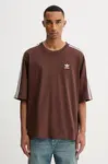 Bavlněné tričko adidas Originals Oversize Tee pánské, hnědá barva, s aplikací, KA0476