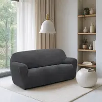 Super strečové potahy RUBINIA antracitová dvojkřeslo (š. 140 - 180 cm)