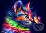Kočka s motýlkem (Diamantový obrázek svítící ve tmě 30 x 40 cm)