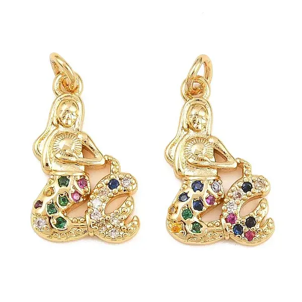 Brass Micro Pave Colorful Cubic Zirconia Pendants