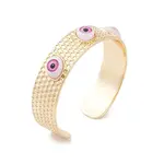 Evil Eye Brass Enamel Wide Open Cuff Bangles for Women