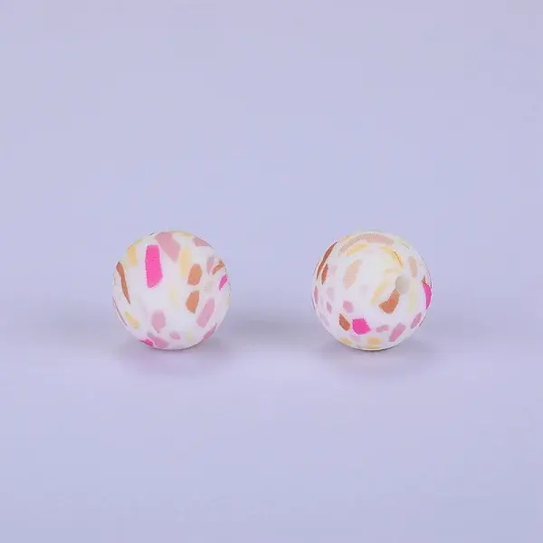 Printed Round Silicone Focal Beads