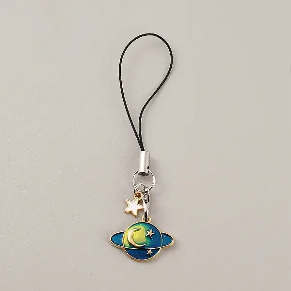 Cute Cartoon Planet Alloy Enamel Mobile Straps Lanyards