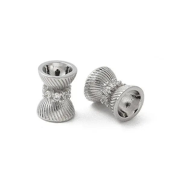 Brass Micro Pave Cubic Zirconia Beads