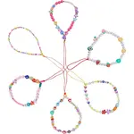 6Pcs 6 Styles Handmade Polymer Clay & Plastic Beaded Mobile Straps