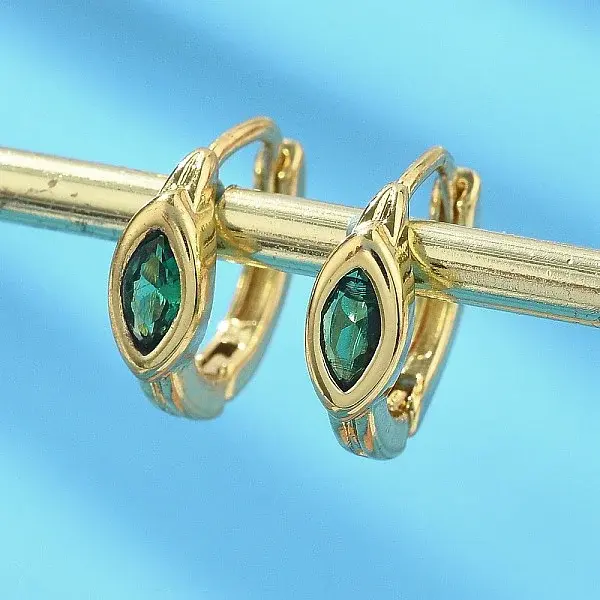 Brass Micro Pave Cubic Zirconia Hoop Earrings