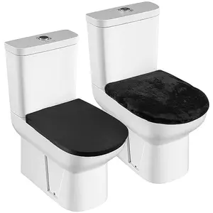 2Pcs 2 Styles Polyester/Velet Toilet Lid Dust Cover