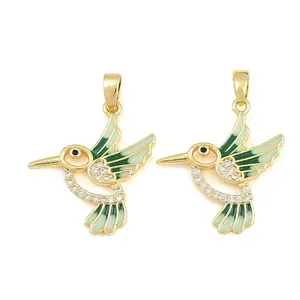 Brass Micro Pave Clear Cubic Zirconia Pendants