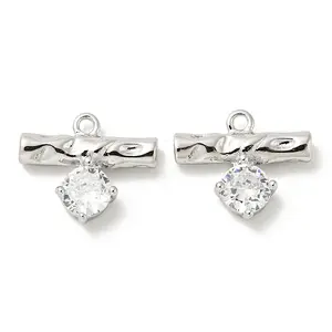 Brass Micro Pave Cubic Zirconia Charms