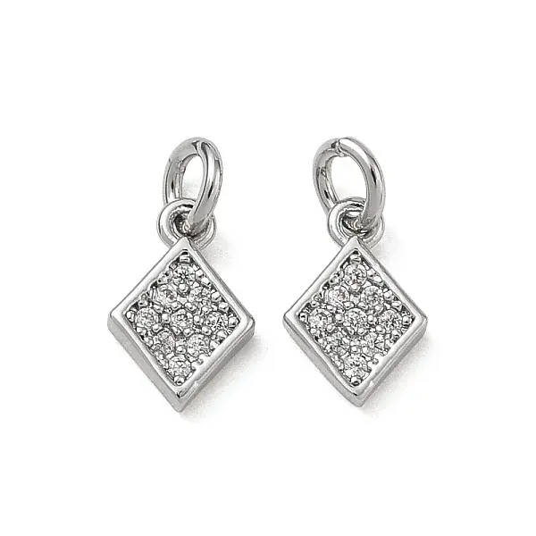 Brass Micro Pave Clear Cubic Zirconia Charms