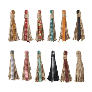 12Pcs 12 Style Jute Tassel Pendants