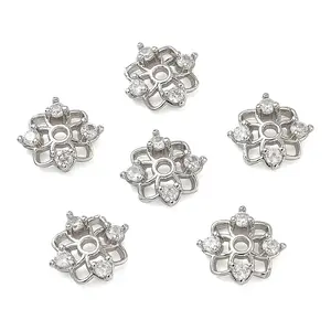 Brass Micro Pave Cubic Zirconia Bead Caps