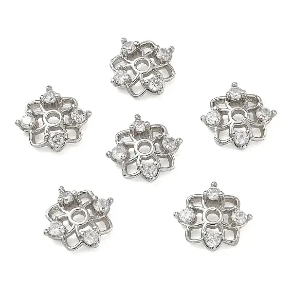 Brass Micro Pave Cubic Zirconia Bead Caps