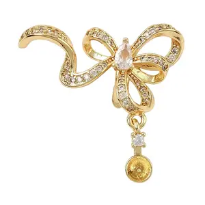 Brass Micro Pave Clear Cubic Zirconia Fold Over Clasps