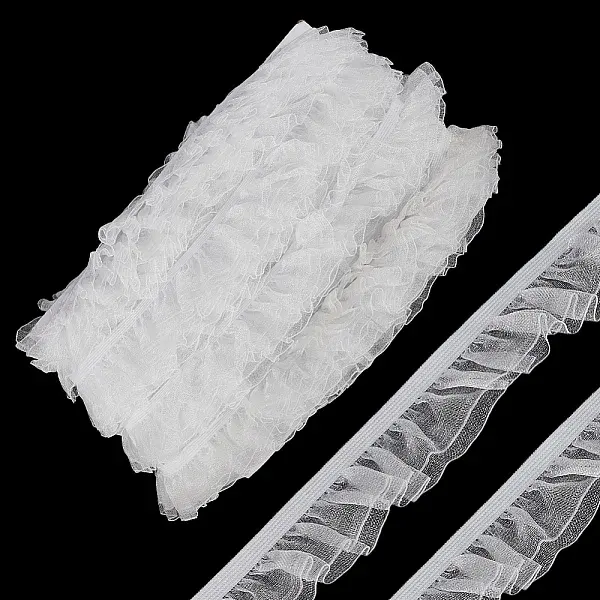 Polyester Pleated Elastic Lace Trim