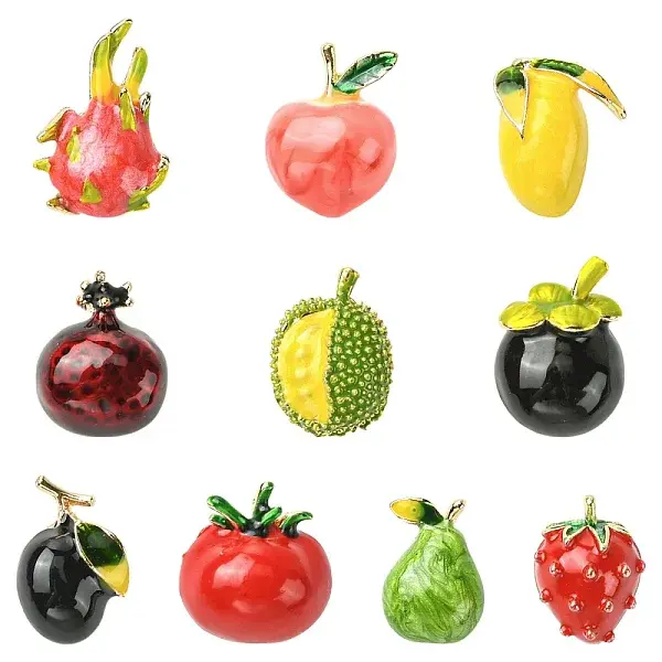 10Pcs 10 Styles Fruit Theme Enamel Pins