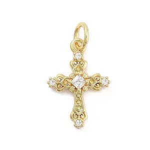 Cross Rack Plating Brass Micro Pave Cubic Zirconia Pendants