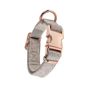 Nylon Dog Collar with Rose Gold Iron Quick Release Buckle