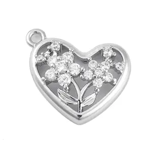 Brass Micro Pave Clear Cubic Zirconia Pendants