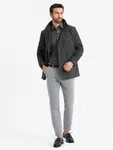 Ombre Men's short double-breasted wool coat - graphite