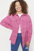 Trendyol Curve Pink Chenille Woven Shirt