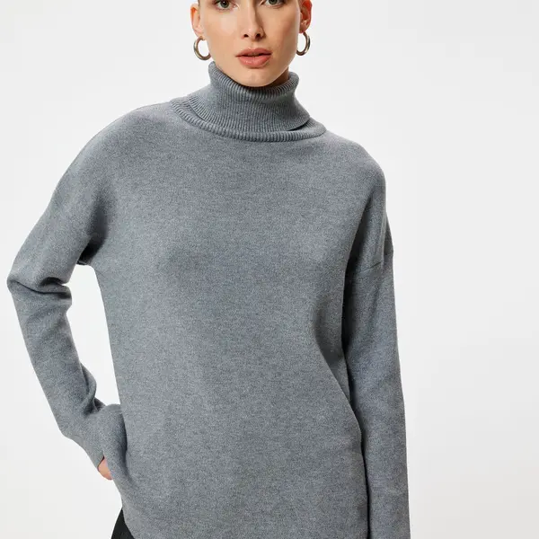 Koton Turtleneck Oversize Knitwear Sweater Long Sleeve Soft Textured