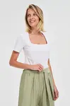 Marisse White Diamond Neckline Blouse