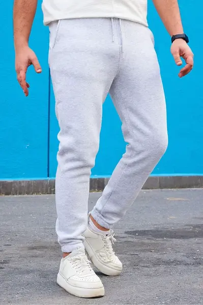 Trendyol Pánské Šedá Běžný / Normální Fit Elastické Šněrovací Vnitřní Fleecové Tepláky