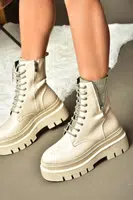 Dámské béžové kotníkové boty na šněrování Fox Shoes R726659009